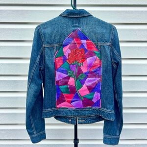 Stained Glass Window Hand Painted Jean Jacket